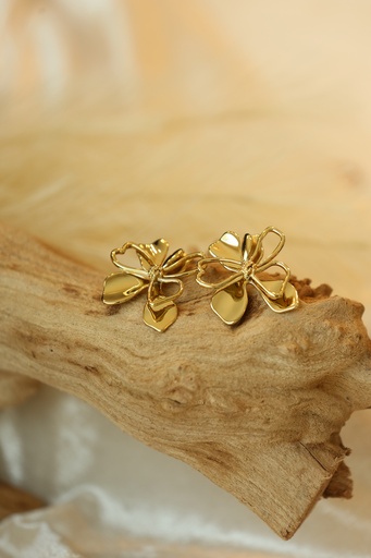 [E-PK-17] Sculpted Petal Drop Earrings