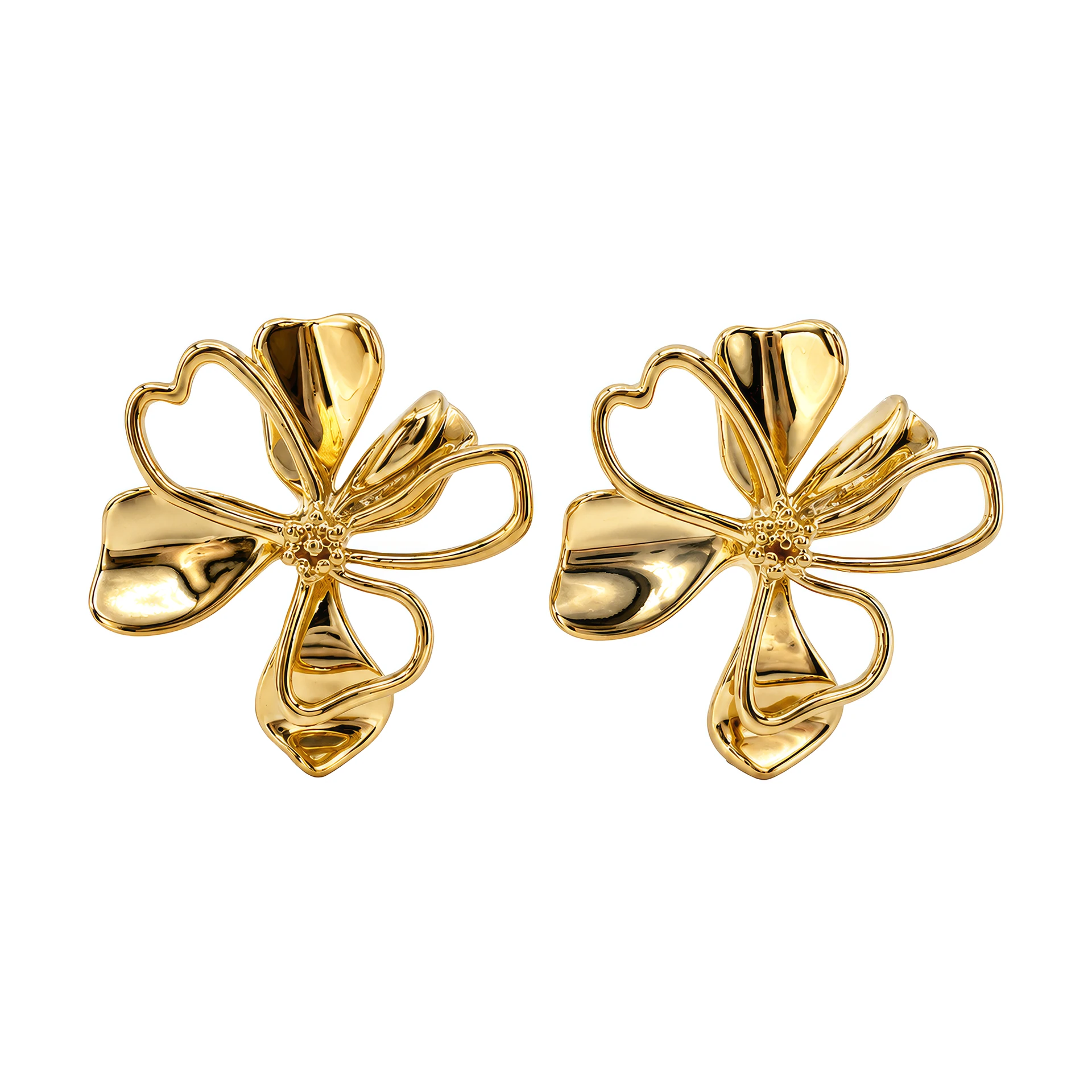[E-PK-17] Sculpted Petal Drop Earrings