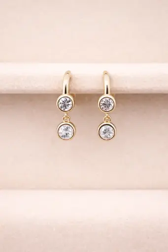 [E-PK-26] Twinkle Drop Huggie Yellow Gold