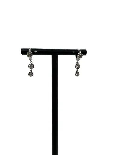 [E-PK-27] Double Stone Twinkle Drop Huggie Sterling Silver
