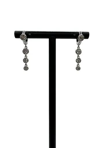 [E-PK-29] Triple Stone Twinkle Drop Huggie Sterling Silver