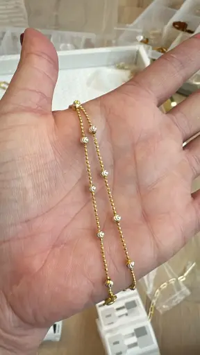 Two Tone Ball and Chain Necklace 22 inch