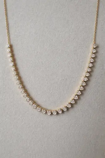 Heart Bezel Tennis Necklace
