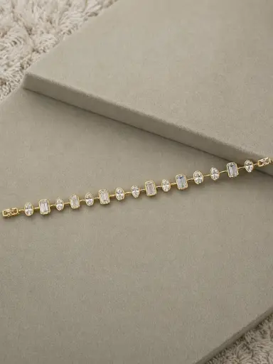Multi Shape Bezel Tennis Bracelet YG plated 