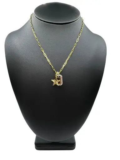 [N-PK-38-2] Golden Galaxy Paper Clip Necklace