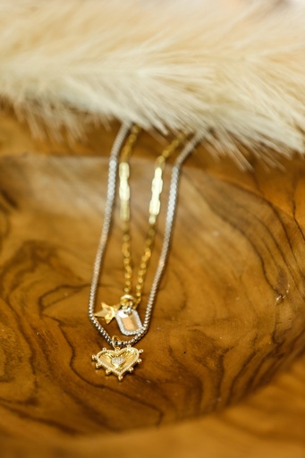 [N-PK-38-2] Golden Galaxy Paperclip Necklace