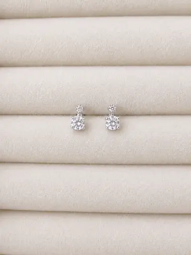 Double Cluster Stud Earring SS