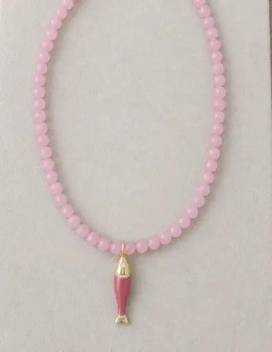 Pink Drish Fish Necklace