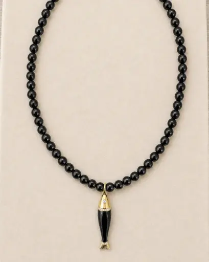 Black Drish Fish Necklace 