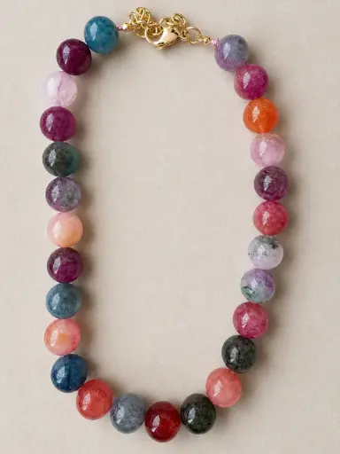 Large Blush Beaded  Necklace 