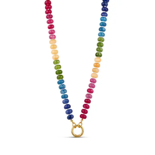 Stone Beaded Push Clasp Necklace