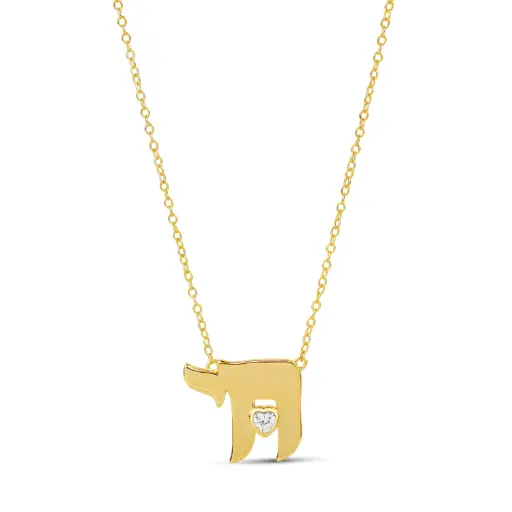 Chai Bezel Heart Necklace