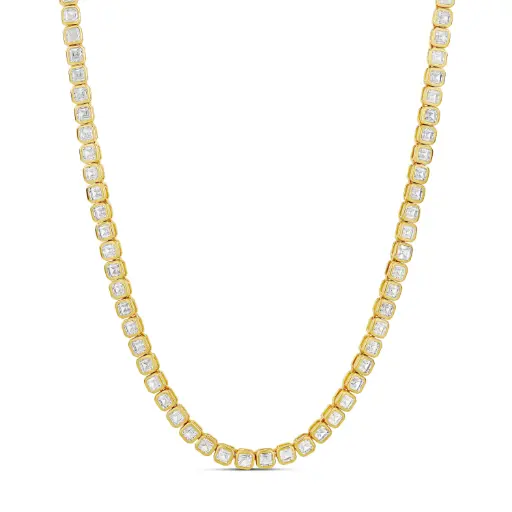 Bezel Square Tennis Necklace 