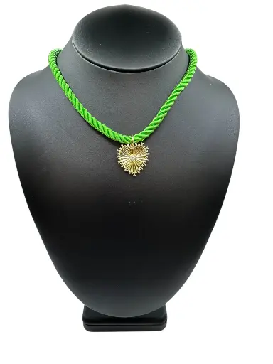 [N-PK-48] Heart Of Lime Rope Necklace