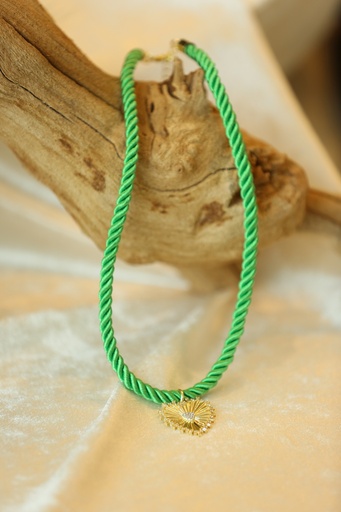 [N-PK-48] Heart Of Lime Rope Necklace