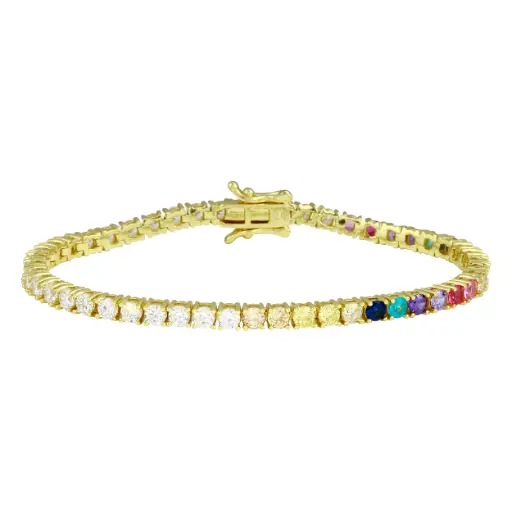 Half Rainbow Tennis Bracelet 