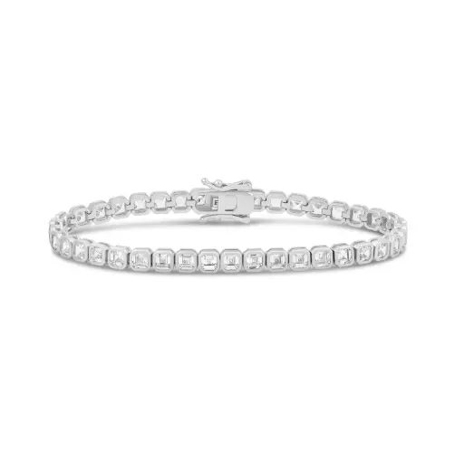Bezel Square Tennis Bracelet (silver)