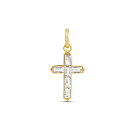 Iced Baguette Cross Charm 