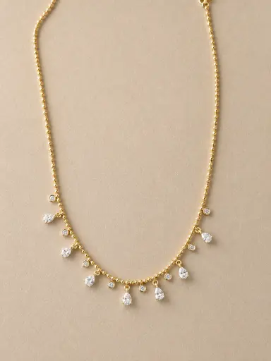 Double Dainty Crystal Drop Necklace