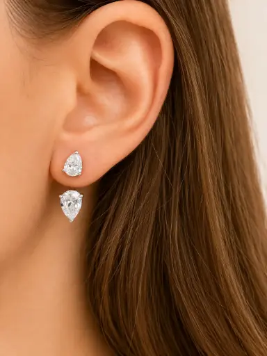 Large Duet Drop Earrings (silver) 