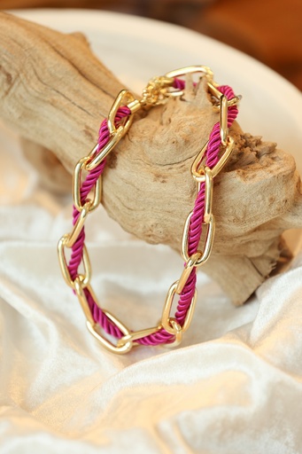[N-PK-56] Bold Link Necklace Magenta