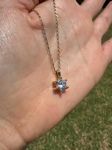 [N-SOD1] Star of David Necklace – 14k Yellow Gold with White Sapphire 