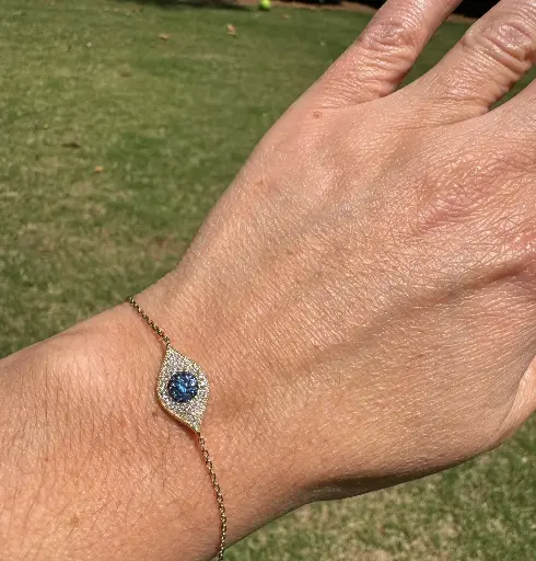 Evil Eye Spark Bracelet - 14k Yellow Gold with Blue Sapphire & Diamonds